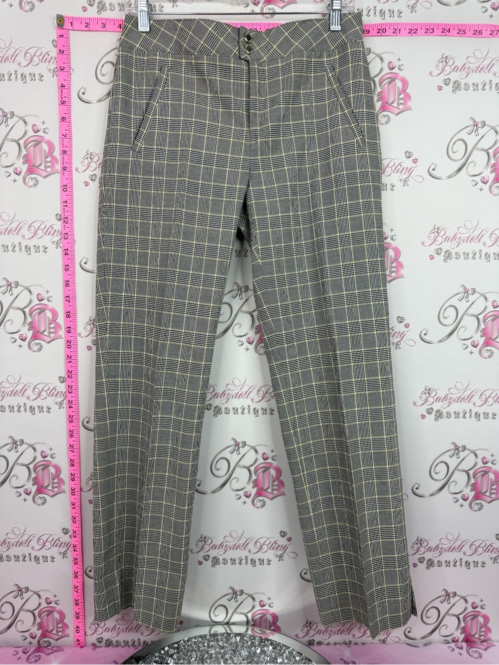 Bobby Jones Gray Plaid Trousers with Yellow Windowpane